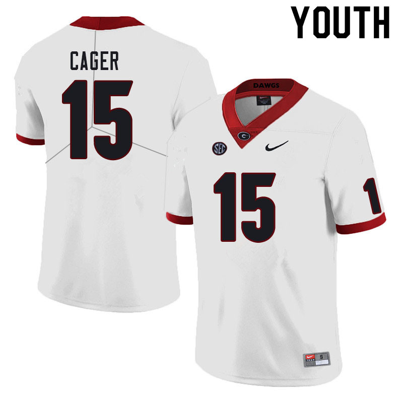 Georgia Bulldogs Youth Lawrence Cager #15 White Stitched College UGA Football Jersey 23SS012TA